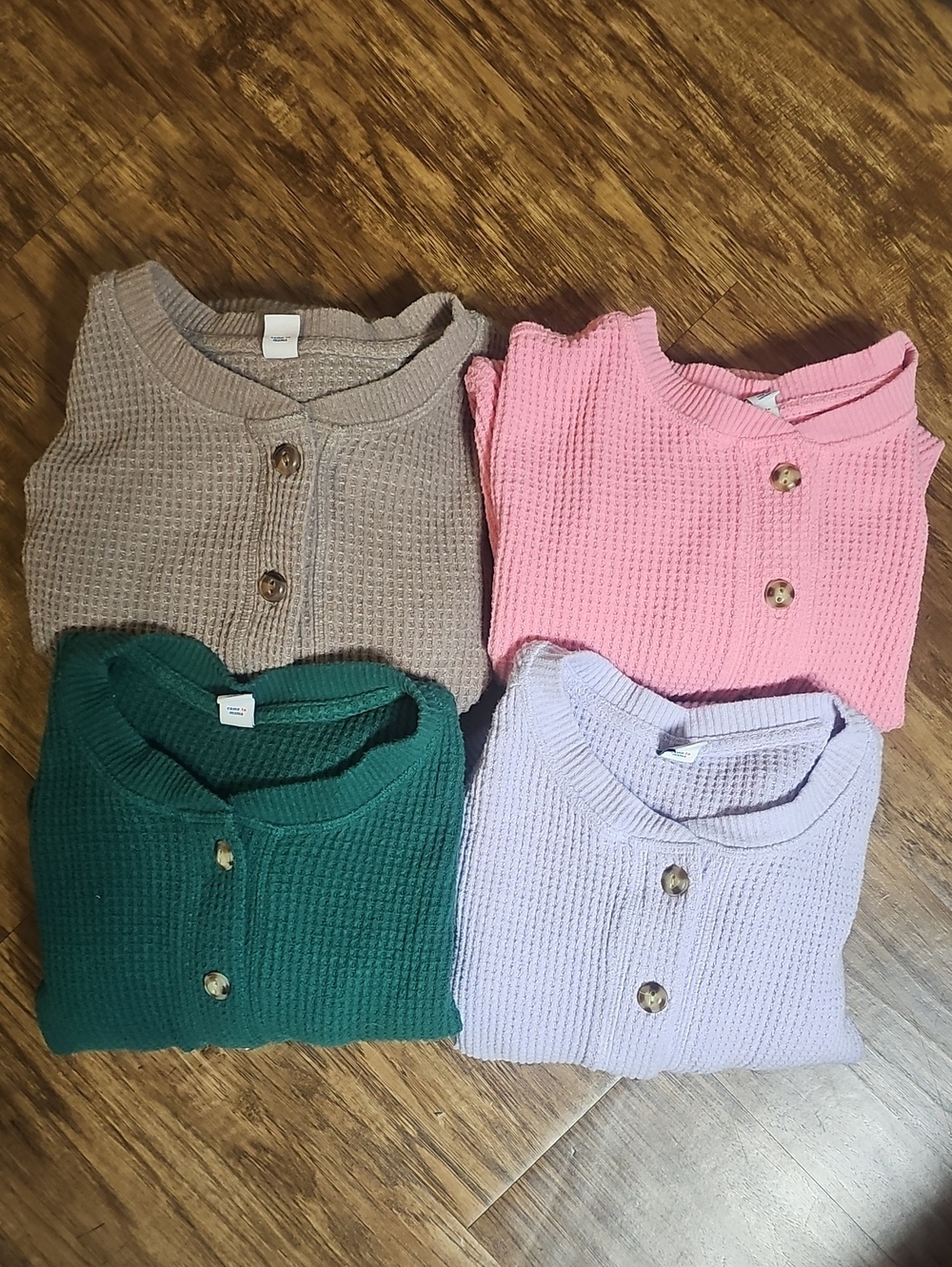 Old Navy Maternity Waffle-Knit Henley Bundle - Pink, Green, Tan, Lavender